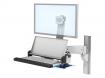 Poste de travail à bras de hauteur variable avec surface de travail multiposition